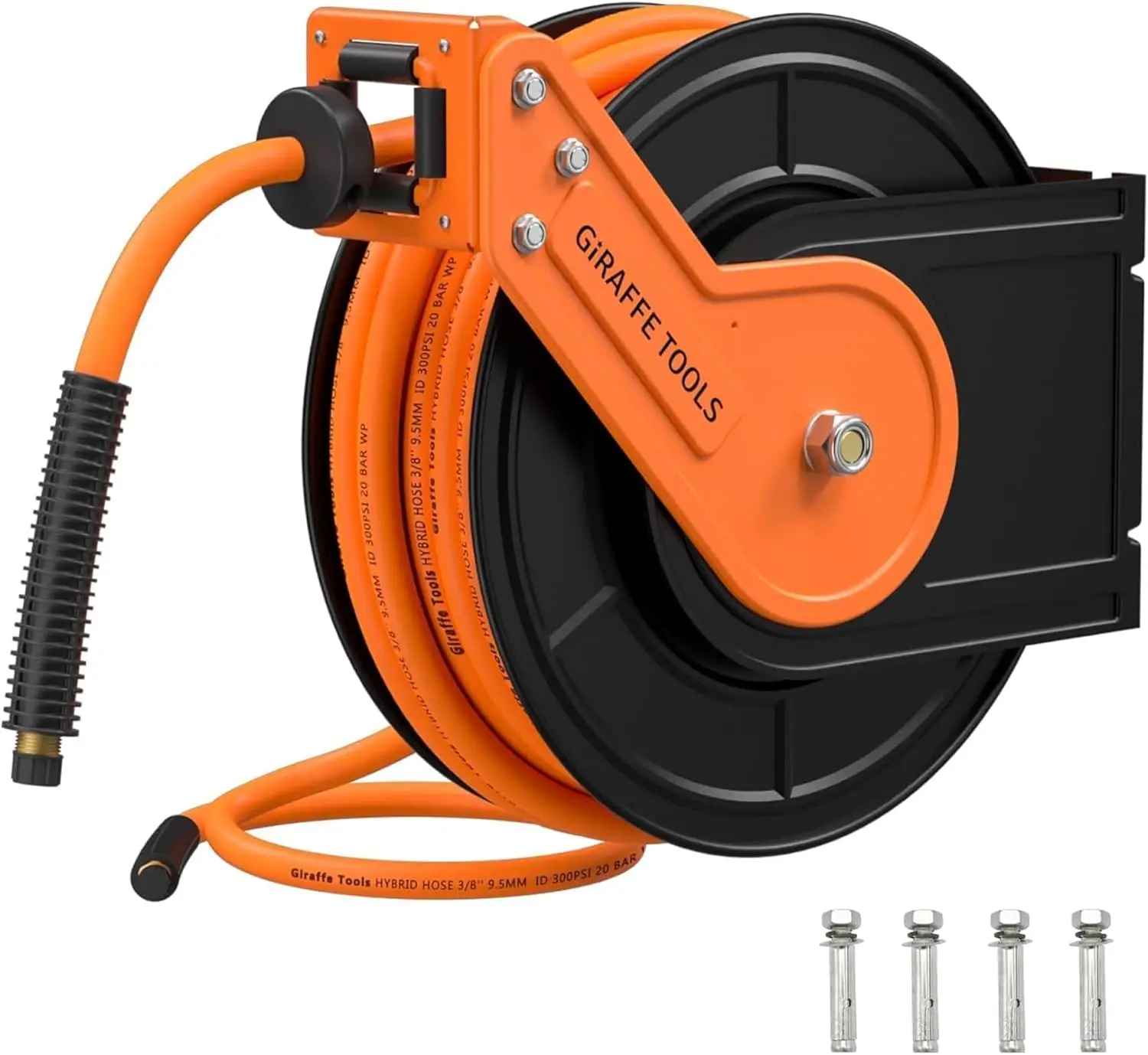 

Retractable Air Hose Reel Wall Mount 3/8" x 50 ft Heavy Duty Steel Auto Rewind 300PSI for Compressor