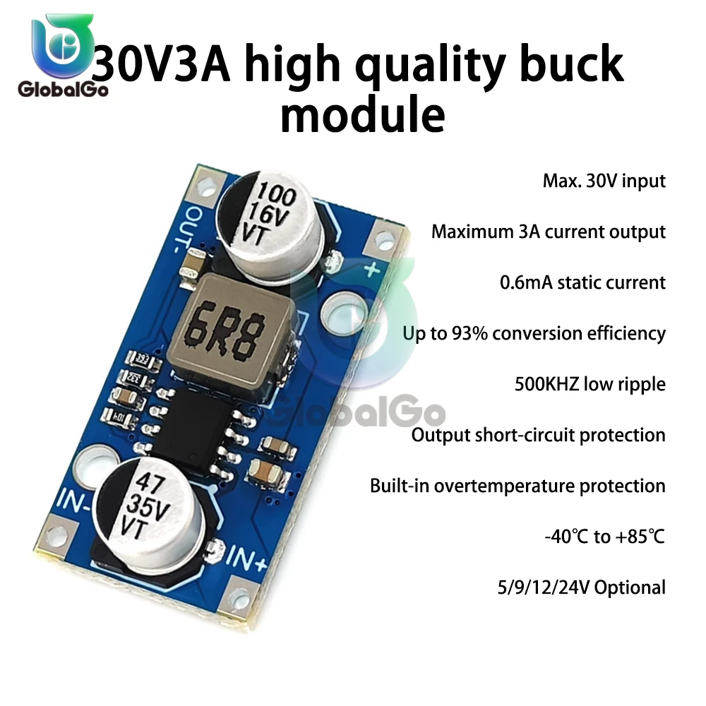 Convertitore Buck DC 30V a 5V Mini scheda regolatore di tensione DC 6-30V Step Down a 5V 9V 12V 3A modulo stabilizzatore di alimentazione