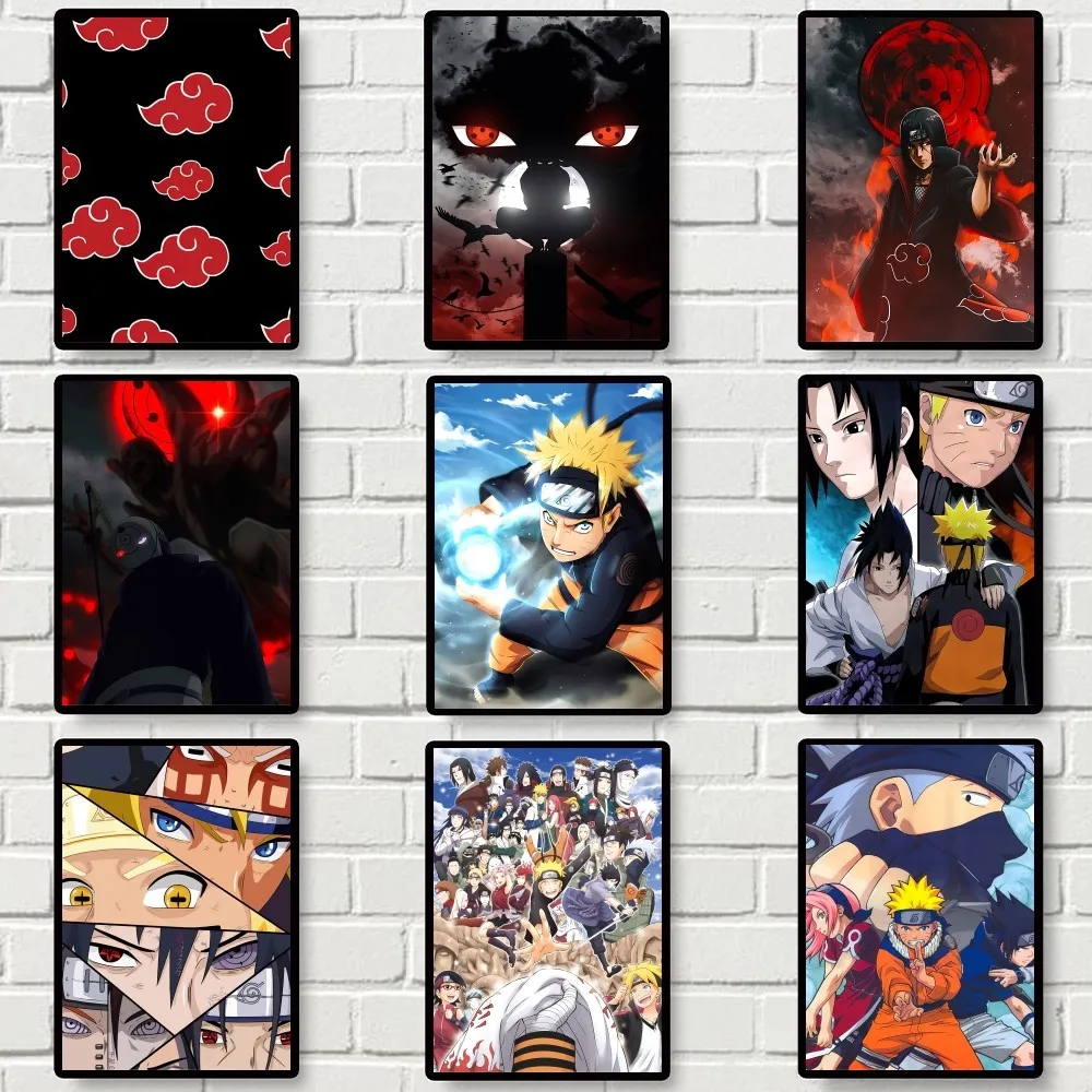 Bilibili N-Naruto A-Akatsuki Anime Poster Gallery Prints Self Adhesive Home Decor Decoration Wall Decals Living Room Sticker