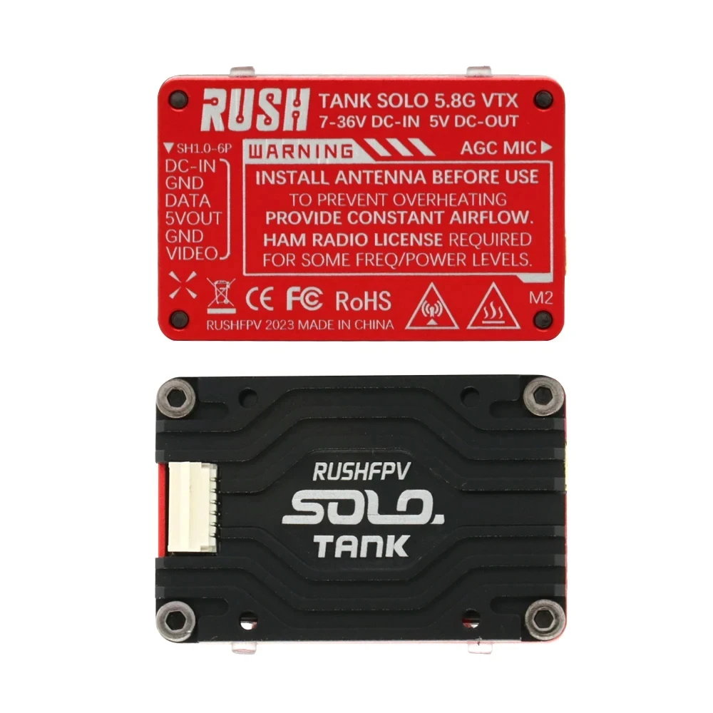 Rush tank max solo 5.8ghz 2.5w alta potência 48ch vtx transmissor de vídeo com escudo cnc para rc fpv drones de asa fixa de longo alcance diy