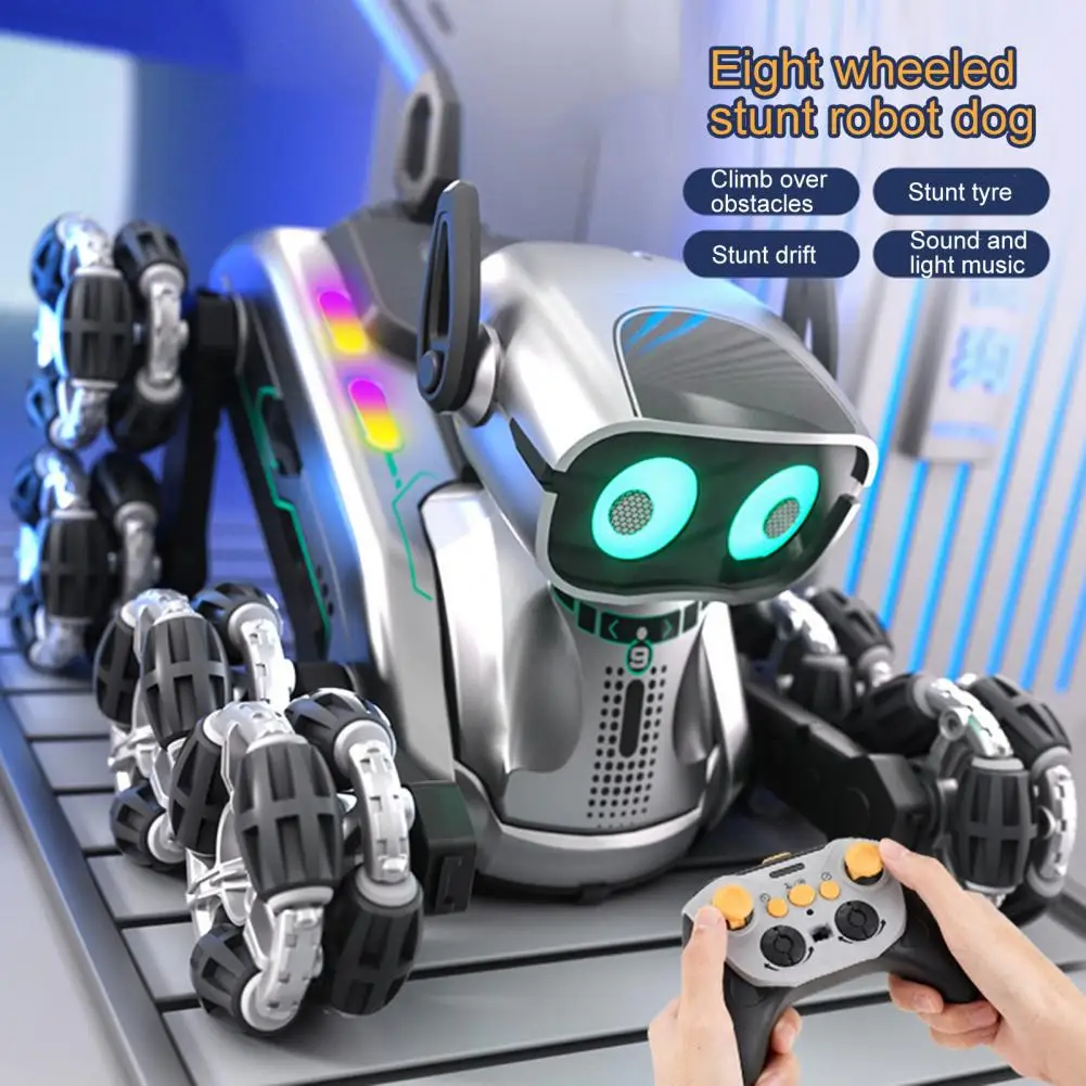 Climbing Robot Dog Remote Control with Light Music 8 Wheels Gesture Sensing Educational Kids Electric Rc for Fun