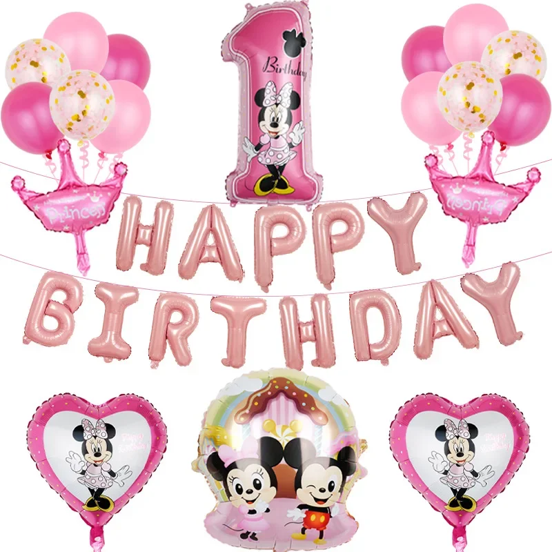 Disney motyw myszki Mickey Mickey Minnie Cake urodziny dziecka chrzest cyfrowy dekoracja ścienna w tle zestaw balonów