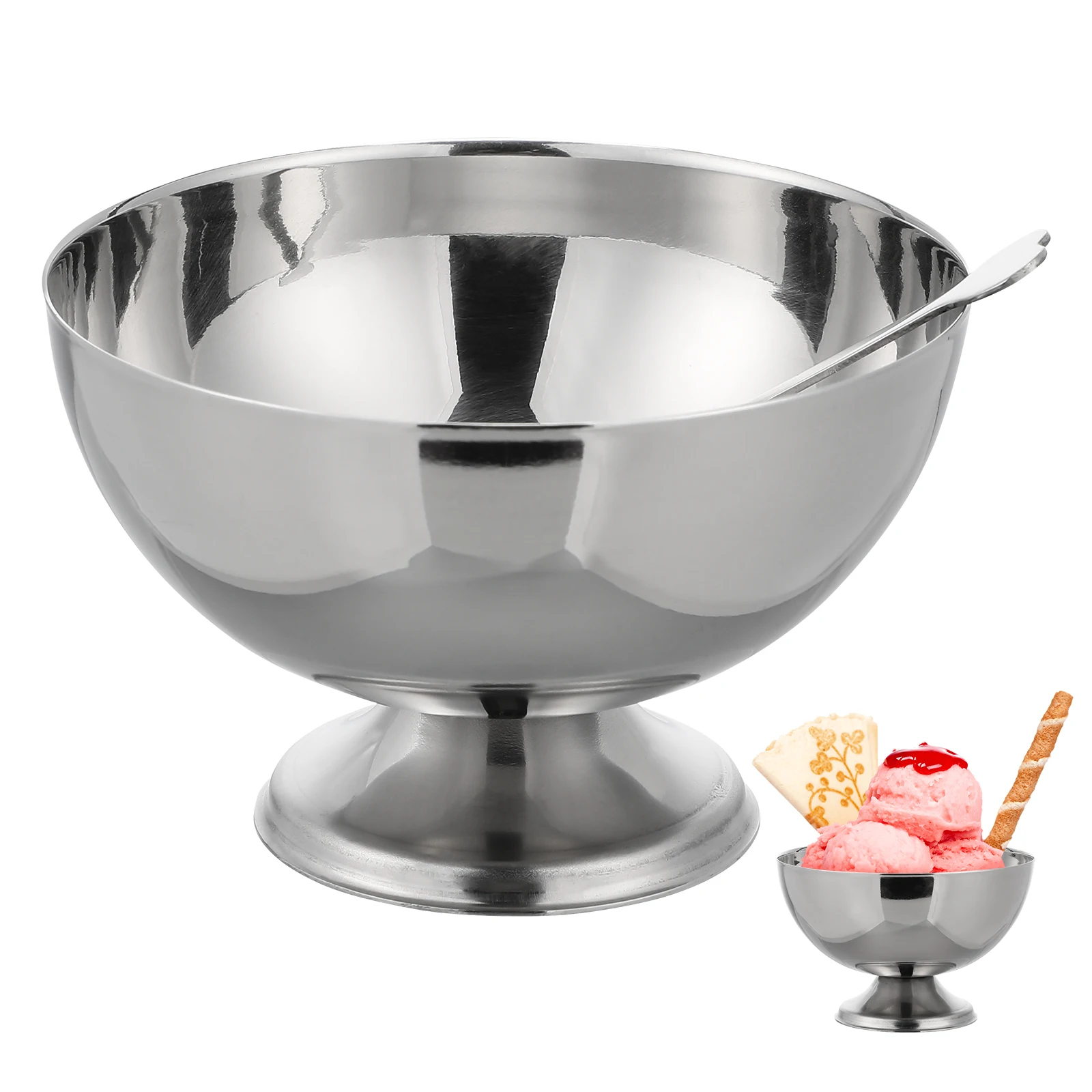 

1Pcs Salad Bowl Stainless Steel Dessert Cup for Ice Cream Fruit Snack Candy Storage Holder Kitchen Tableware Salad Cup