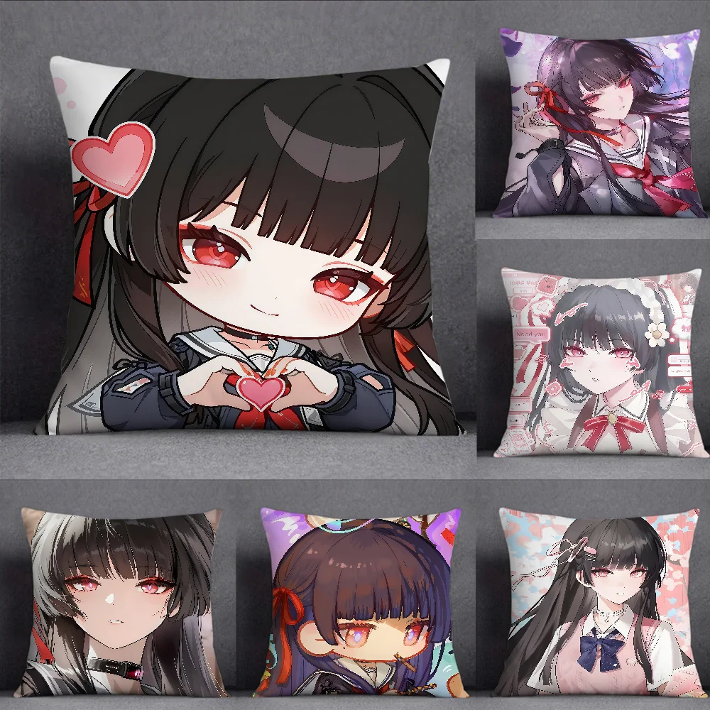 Wuthering Waves Chisa Pillow Case Square Double-Sided Printing Sofa Cushion Cover Pillowcase Bedroom Bedside