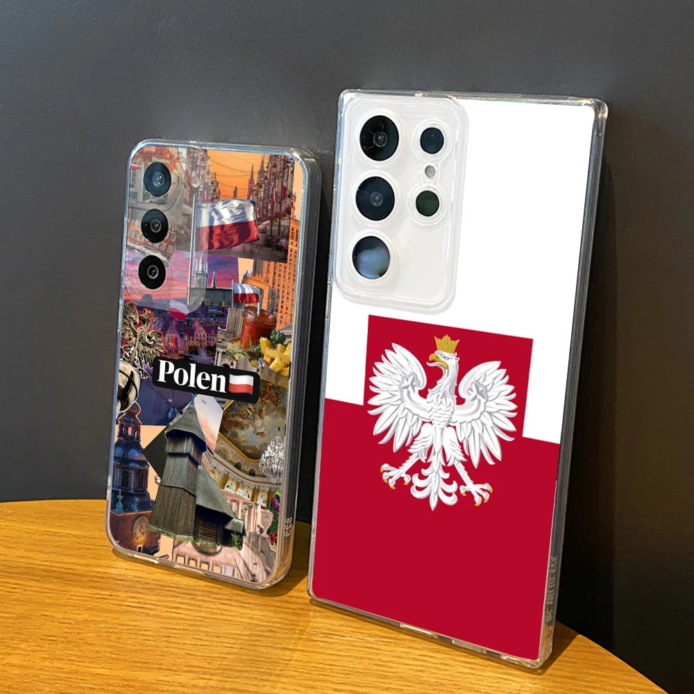 

Poland Flag Phone Case Silicone For Samsung S30,23,21,22,20 FE lite,S10,9,PIus Note20ultra Soft Transparent
