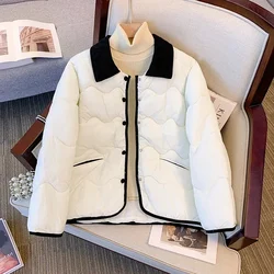 ew Thickened Cotton Jacket For Women Short Spring Autumn Winter Cotton Coat Splicing Korean Cotton Clip Warm Casual Outerwear