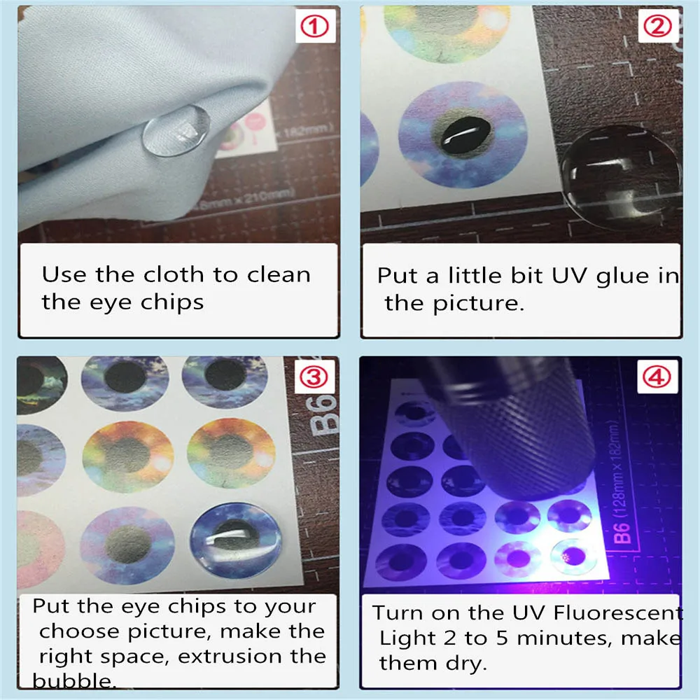 100 peças 14mm acessórios quentes modificados diy artesanato blyth bonecas tempo gema chips de olho de vidro