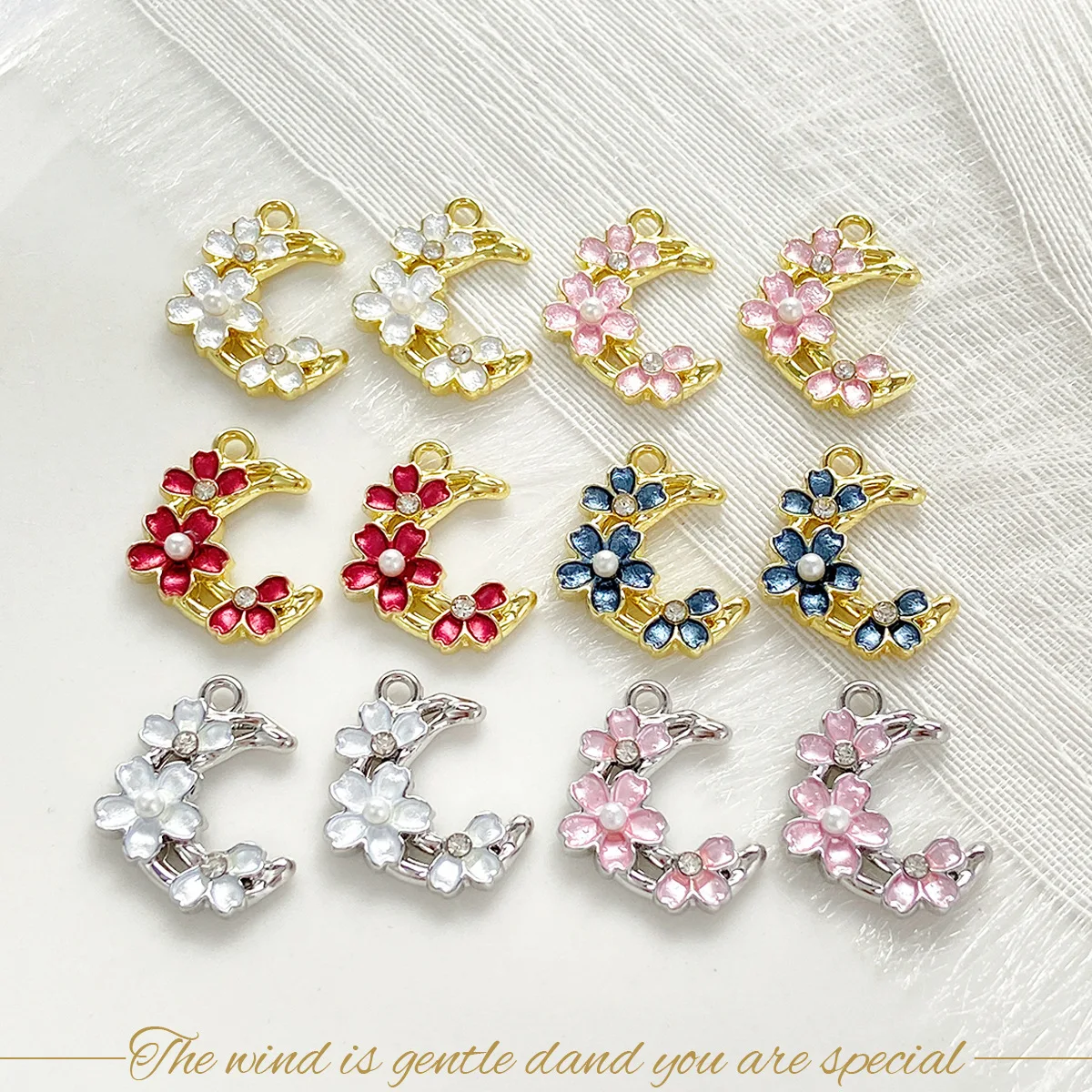 

10 шт., ювелирные изделия ручной работы с луной, подвески-подвески золотого, серебристого цвета, цветочные подвески, разъемы, серьги «сделай сам», фурнитура для изготовления ювелирных изделий