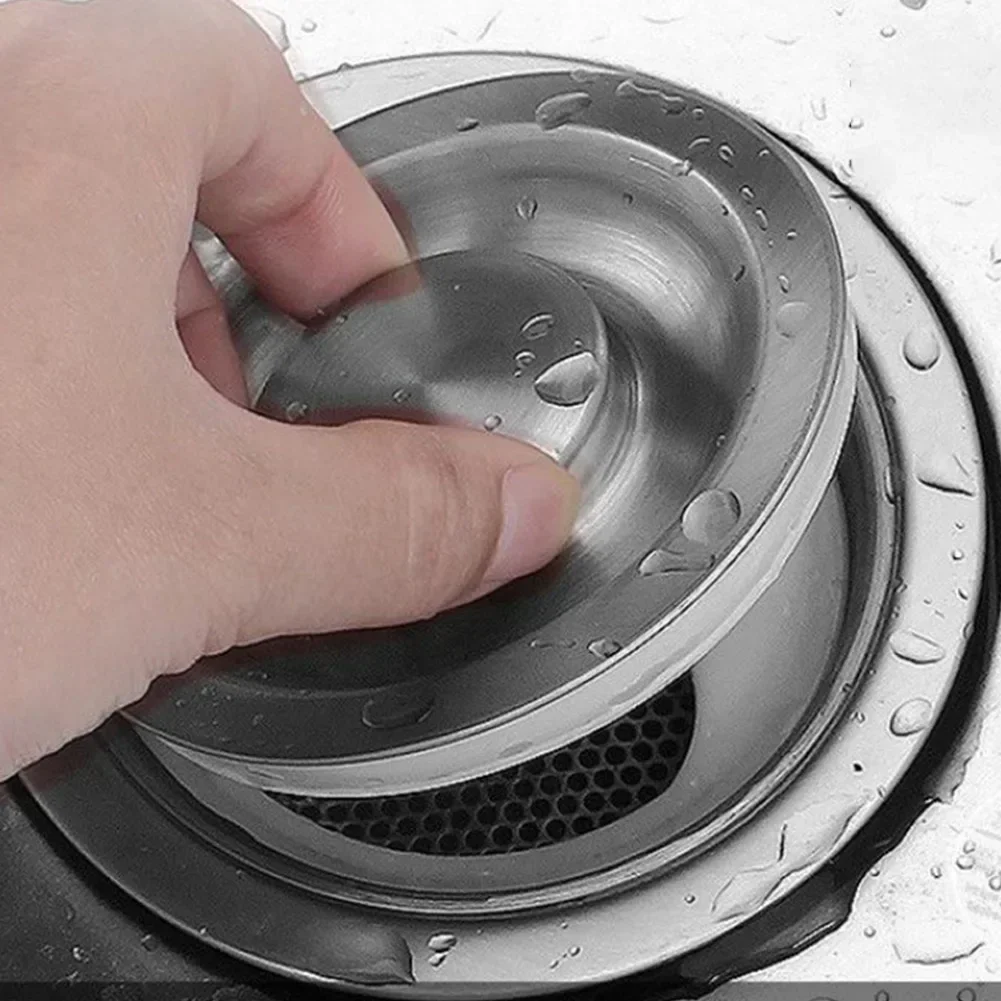 Bouchon de Vidange en Acier Inoxydable pour Cuisine, Couvercle d\'Évier, Filtre de Proximité Intégré, Accessoires Universels