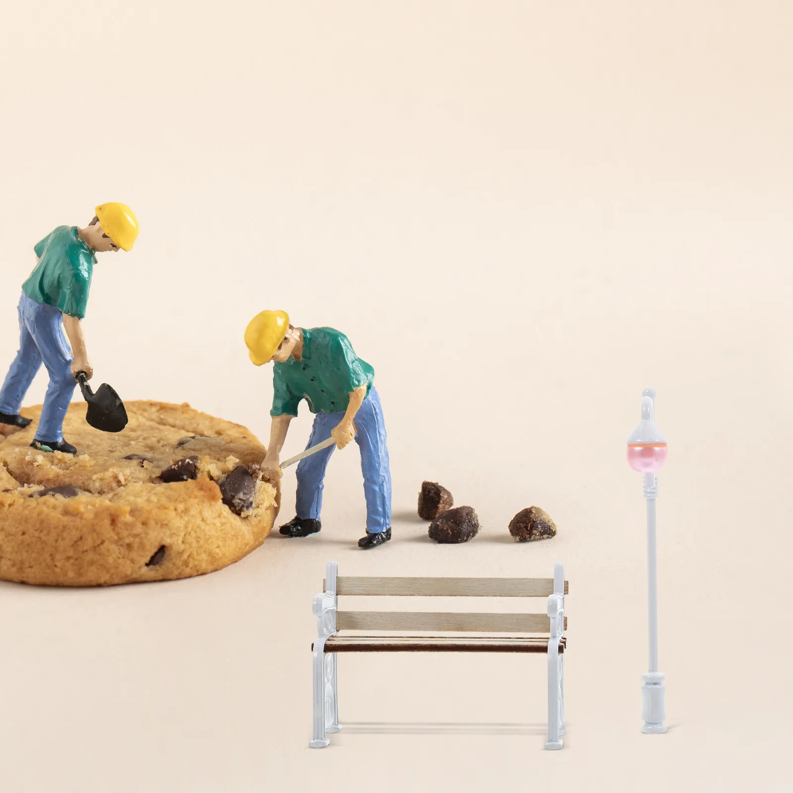 

1 set 1 Set Miniature Park Bench Street Light Alloy Mini House Furniture Dollhouse Decor Micro Scene Prop Garden Lamp Post