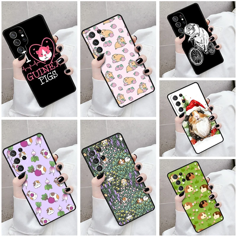 Phone Case For Samsung Galaxy S24 S23 S21fe S22 Ultra Plus Note 10 20 S8 S9 S10 Cover Cartoon Guinea Pig