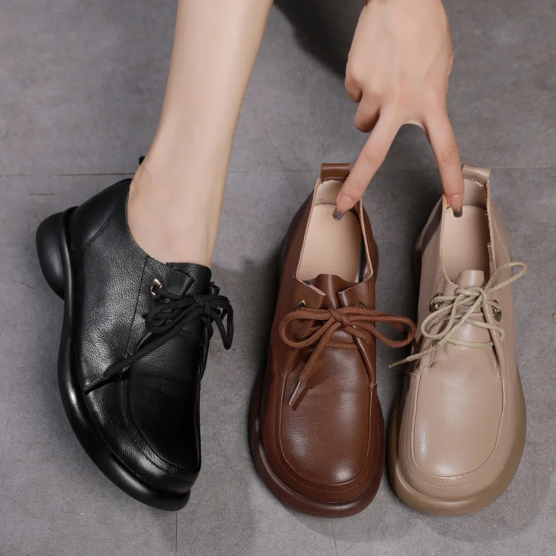 2025 نساء جلد طبيعي أوكسفورد أحذية فستان مصنوع يدويا كلاسيكي أزياء من الدانتل متابعة كتلة الجناح للسيدات الفتيات جديد