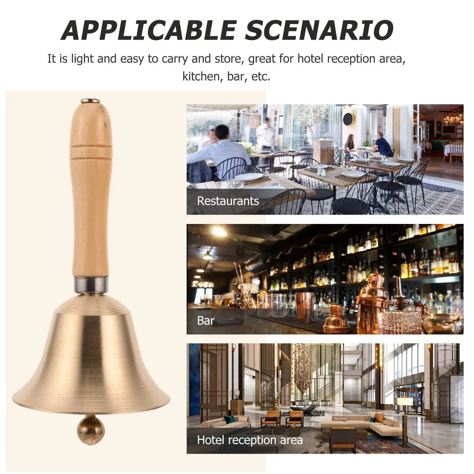 H ベル 磨かれた真鍮製 軽量 人間工学に基づいた H ホテル レストラン コール サービス ベル パーティー クリスマス用