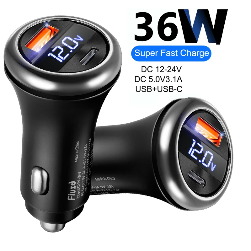 Car Charger USB Type C PD Fast Charging Phone Quick Charge for iPhone 14 13 Huawei Xiaomi Samsung