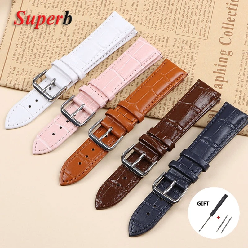 Calfskin Leather Watch Strap Slub Pattern Bracelet 12/13/14/15/16/17/18/19/20/21/22/24mm Universal Watchband Accessories