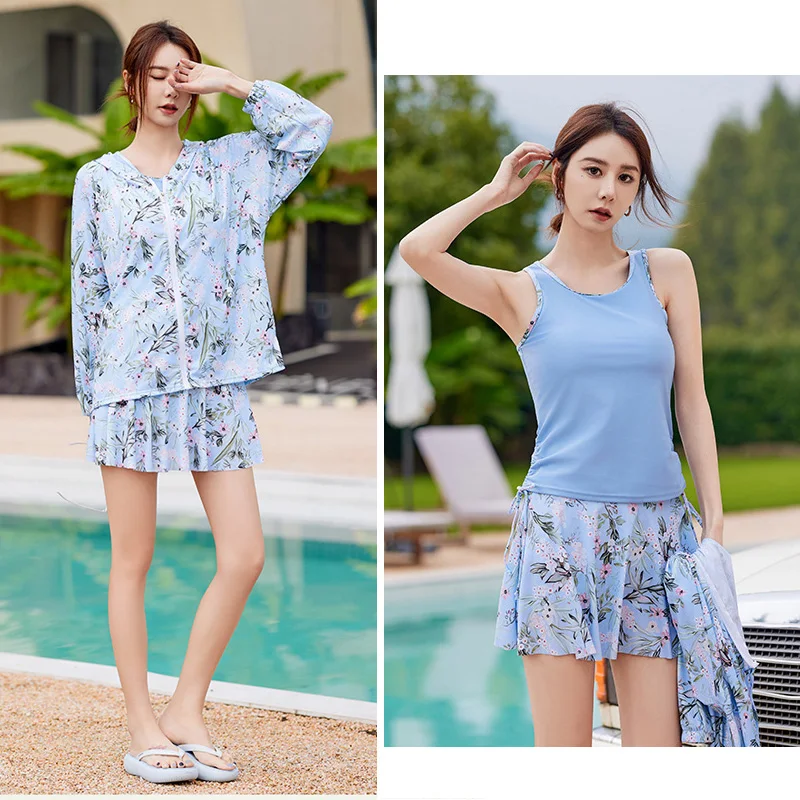 

Рашгарды женские 3 шт./компл. пляжный купальник накидка с купальным костюмом, рубашка с капюшоном + жилет с подкладкой + шорты для мальчиков, купальник