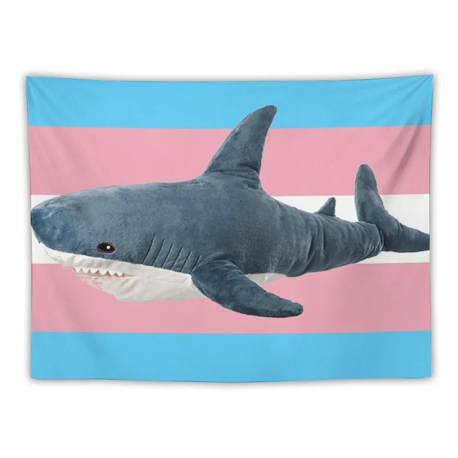 

BLAHAJ SHARK TRANS FLAG Tapestry Funny For Bedroom Wall Deco Home Decoration Tapestry