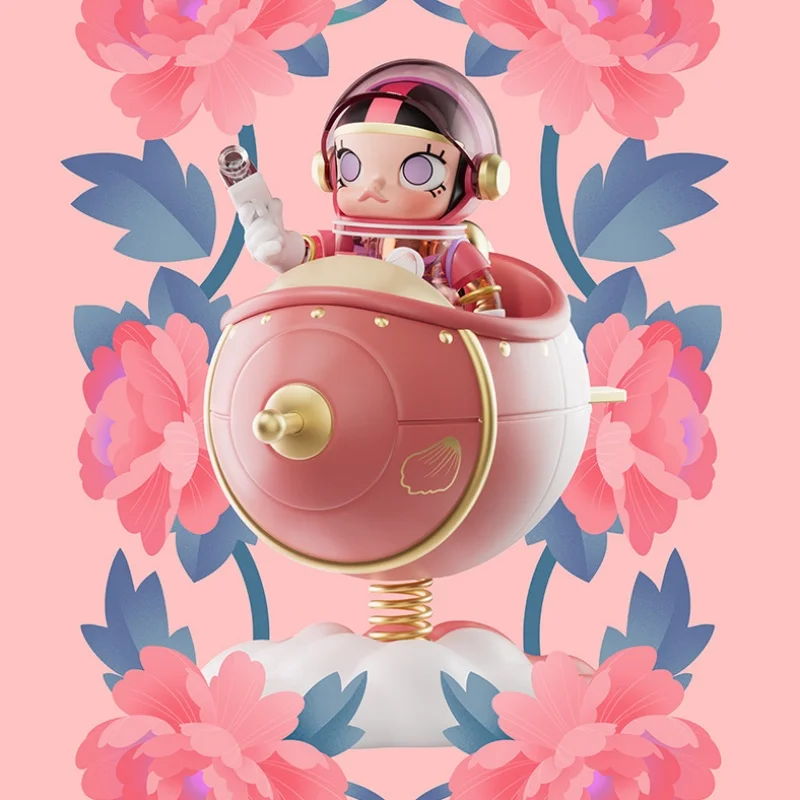 

New Original Mega Space Molly 100% Blooming Peony Doll Small Statue Pvc Room Decoration Models Toy Girl's Birthday Surprise Gift