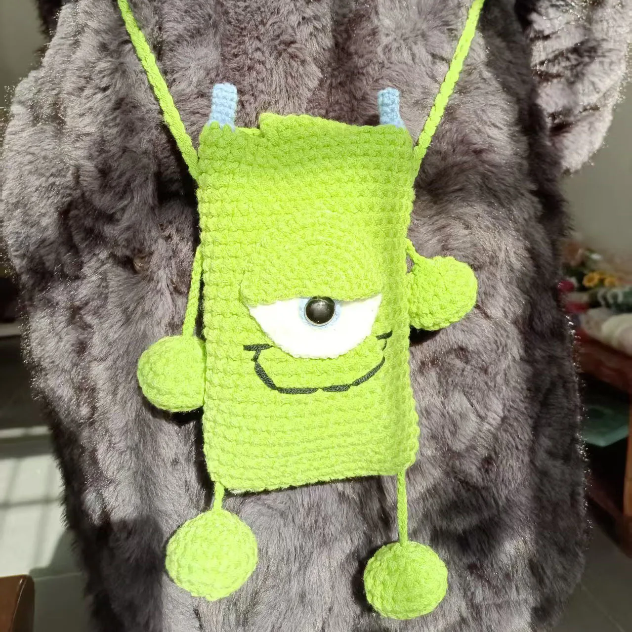 Hand-Knitted Original Crossbody Phone Purse Coin Wallet Unique Design Handcrafted Fashion Accessory