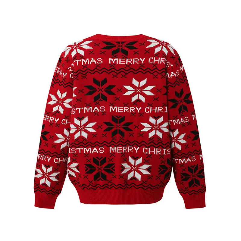 크리스마스 여성용 스웨터 새로운 라운드 넥 남성용 풀오버 아늑한 따뜻한 긴 소매 스웨터 크리스마스 파티 선물 커플 가족 의상