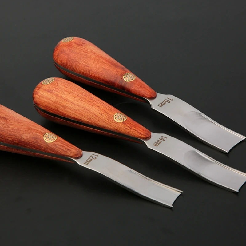 Wooden Handle Leathercraft Edges Beveler Wide Mouth Leathercraft Shovel Thin Knife Leathercraft Edges Trimming Tools image 5