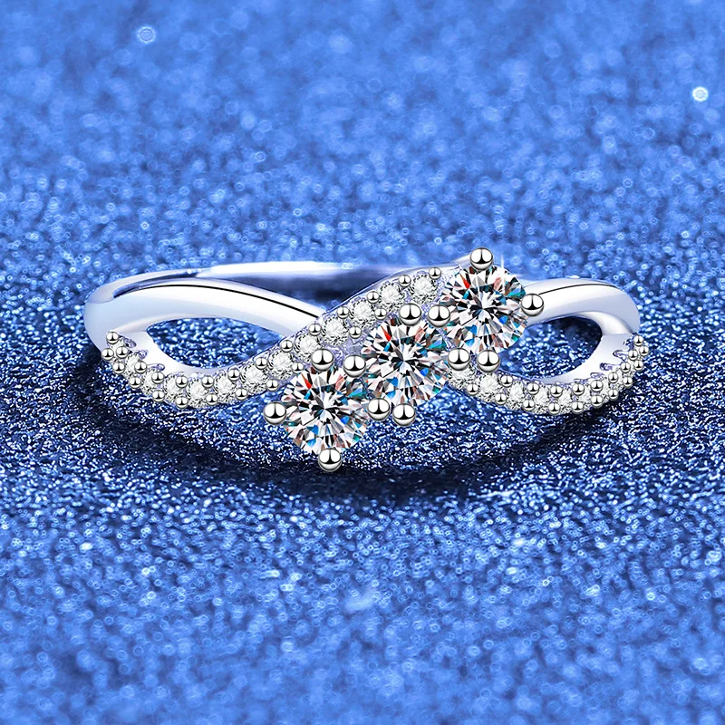 Trumium Moissanite Engagement Ring D Color VVS1 925 Sterling Silver Twisted Infinity Band Wedding Fine Jewelry for Women