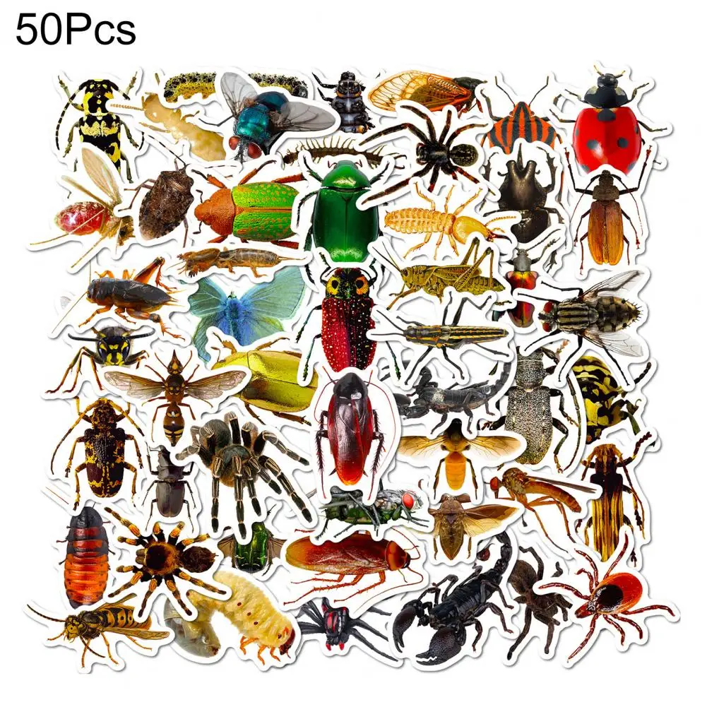 Removable Sticker Sticker Set 50-piece Set of Realistic Stickers Waterproof Pvc Decals for Diy Luggage Skateboards Scrapbooks