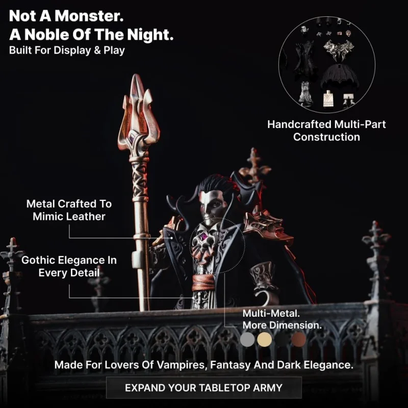 Dark Vampire Count Magnetic Detachable Figurine Fantasy Evil Noble Tabletop Decor Collectible Statue Hobby Halloween Gift
