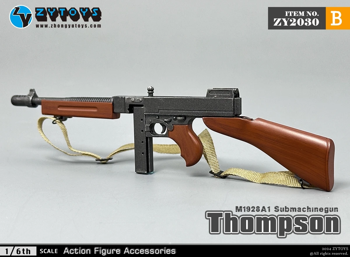 ZYTOYS-Modèle de fusil-mitraillette Thompson, collection d'armes militaires de l'armée américaine, figurine d'action, échelle 1:6, WW2, M1928, M1928A1, 12 en effet