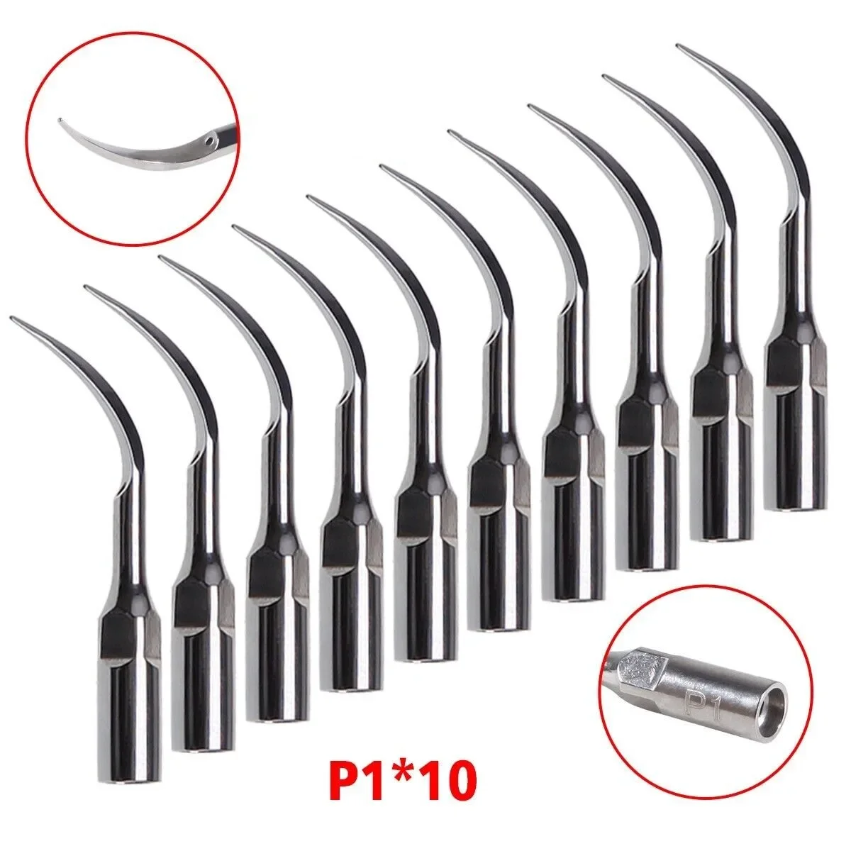 10 PCS Dental Ultrasonic Piezo Scaler Perio Tips P1 Fit Woodpecker EMS Cavitron Handpiece