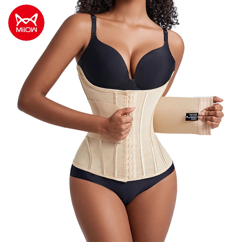 

MiiOW 3-Piece Waist Trainer Corset Women Binders Shapers Breast Lifted Waist Trainer Steel Bone Flat Belly Slimming Shapewear