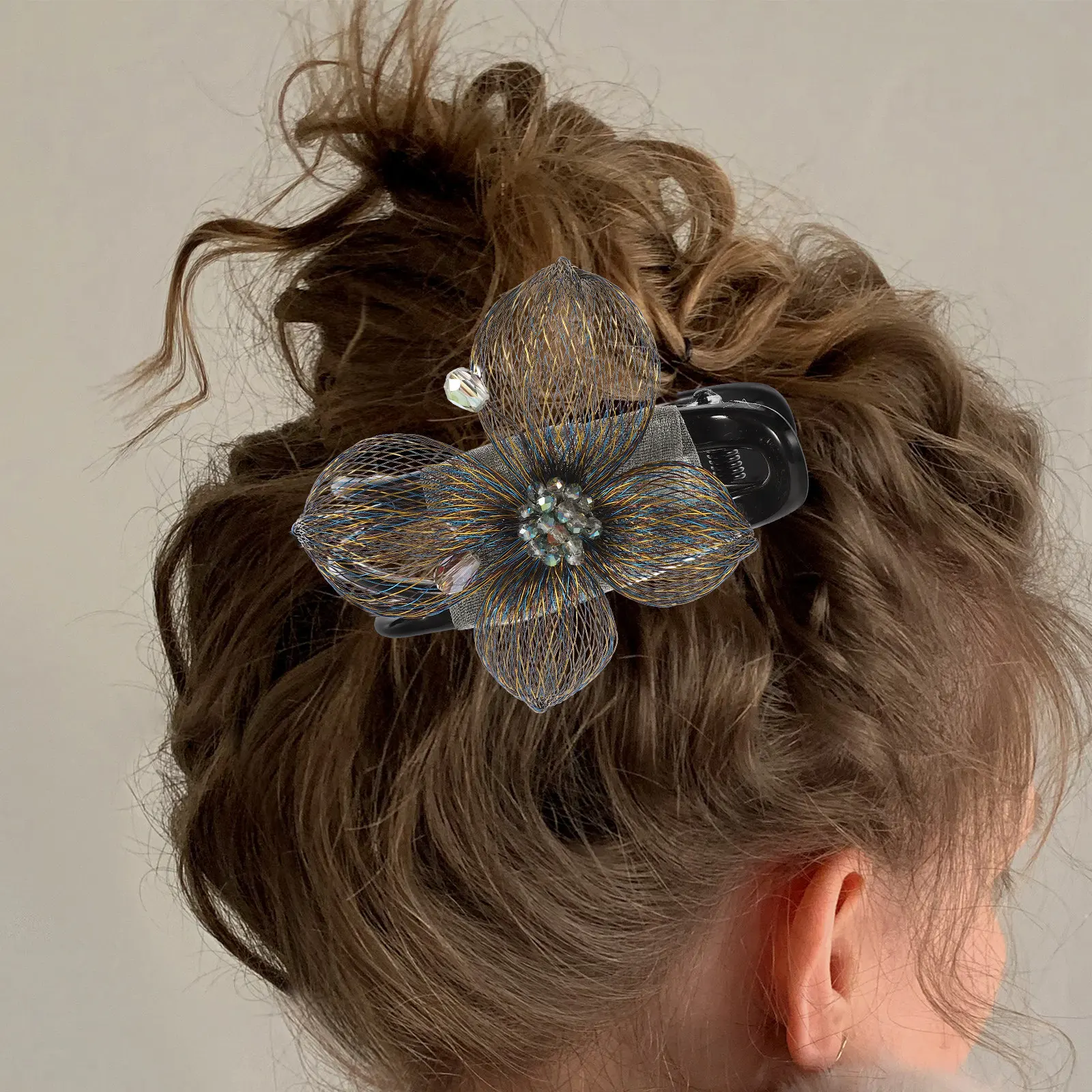 

Шелковая заколка-уточка с цветком для волос, французская заколка-крокодил для женщин и подростков, для густых, кудрявых, прямых, длинных волос, аксессуар для укладки, свадебная