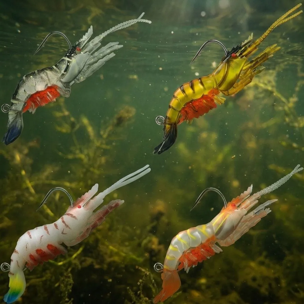 For Fierce Fights Multi Color Soft Shrimp Lure Tear Resistant Flexibility Heavy Density Core Downward Biased Center