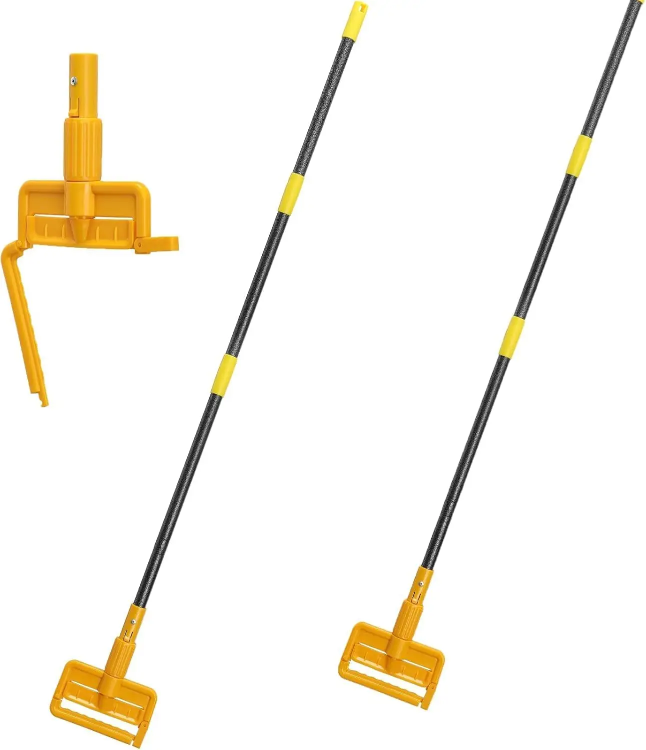 

Набор из 2 прочных коммерческих ручек для швабры, 60-дюймовые металлические ручки с быстросъемным зажимом для эффективной уборки пола