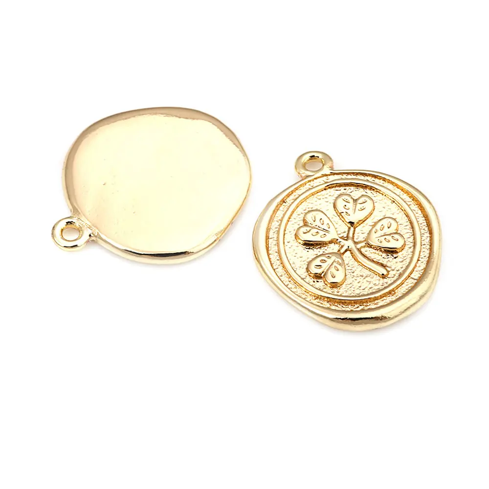 18K Gold Color Brass Round Flower Charms Pendants High Quality Diy Jewelry Making Necklace Earrings Accessories for Women