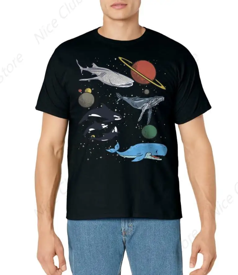 Galaxy Space Whale Shark Beluga Humpback Ocean Orca Whale T-Shirt