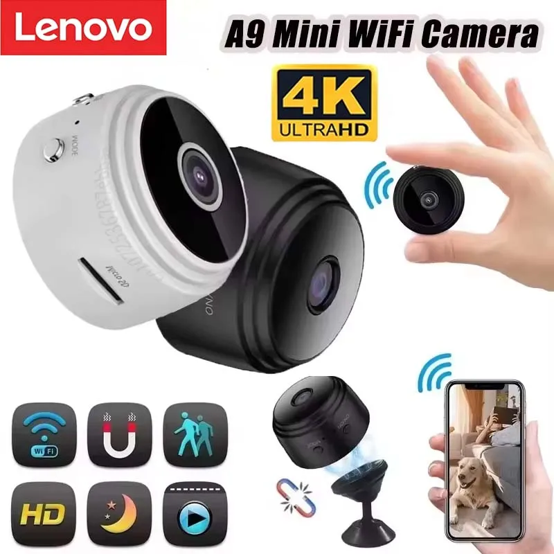 Lenovo New A9 Mini Camera Intelligent Home Security IP WiFi Camera 4K HD Monitor Mobile Remote Camera Mobile Remote Application