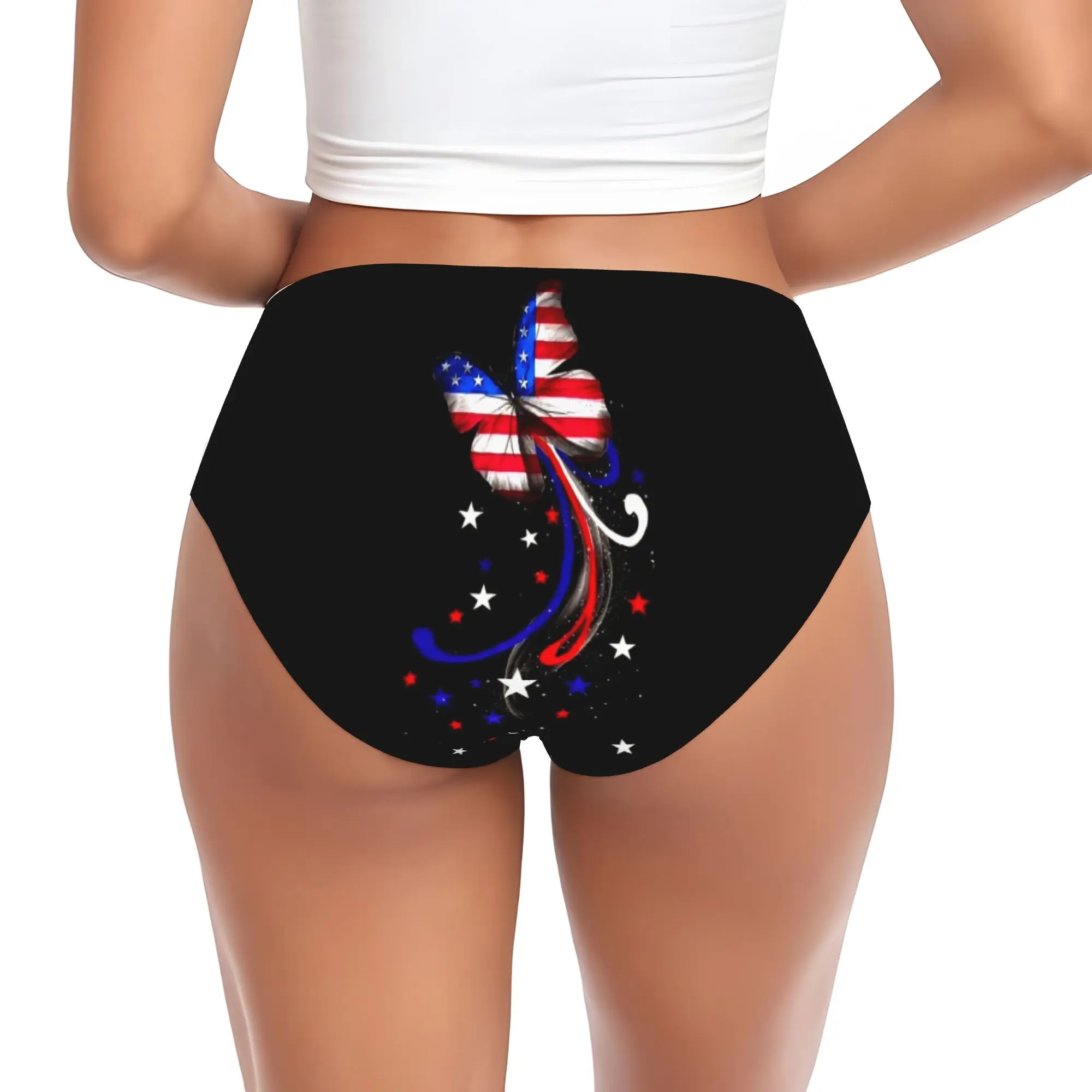Custom USA America Flag Briefs Underwear Womens Breathable Stretch  Panties