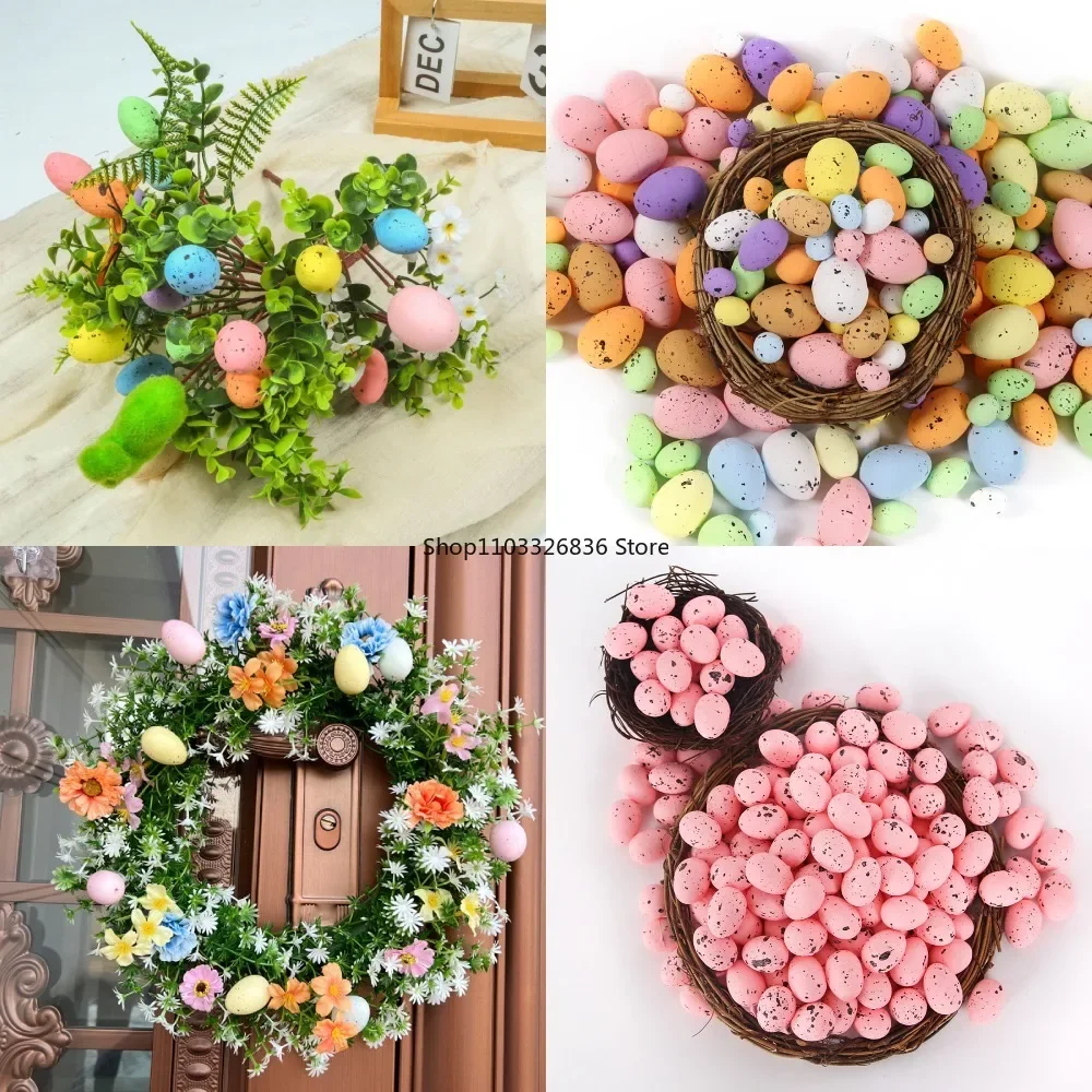 20/50pcs Mini Foam Easter Eggs Colorful Fake Bird Eggs Easter Party Home Decor Kids Gifts Favor DIY Happy Easter Decoration 2025