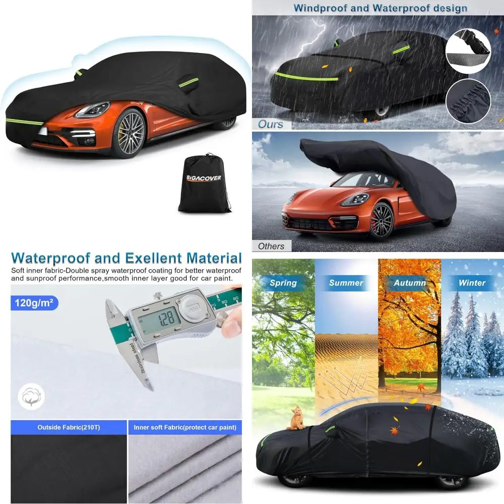 

Waterproof Heavy Duty Car Cover for All Weather Protection, 2014-2025 Models, Windproof Full Vehicle Cover with Zippered Access