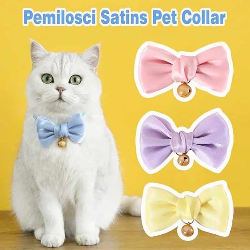 Cats Bowtie for Wedding Cats Collar Bells Breakaway Holiday Collar Necklaces Cats Collar Pet Wedding Photo