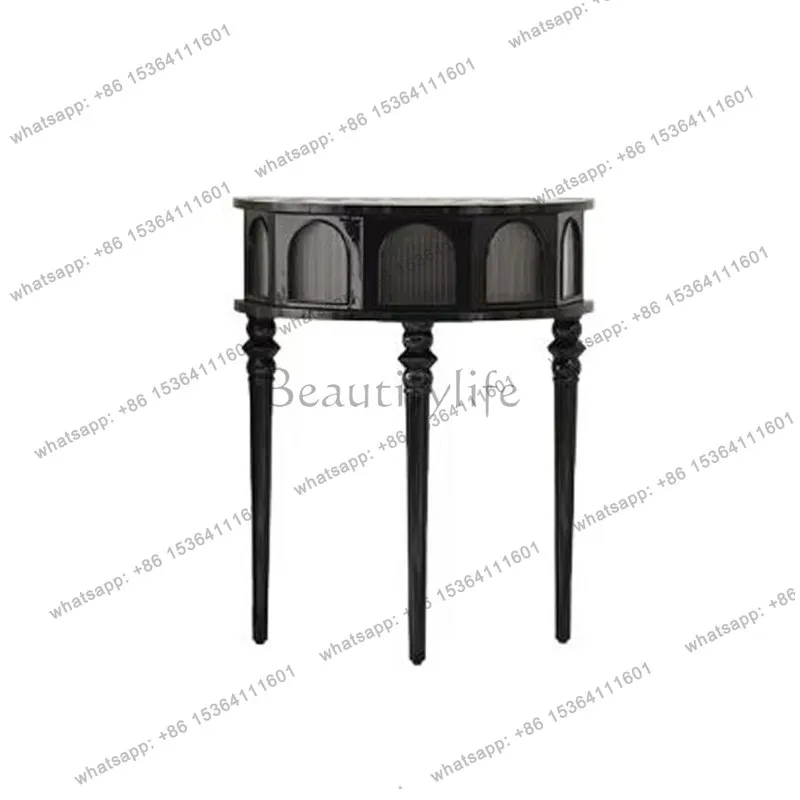 American light luxury high-end porch cabinet, semi-round porch rack opposite the door