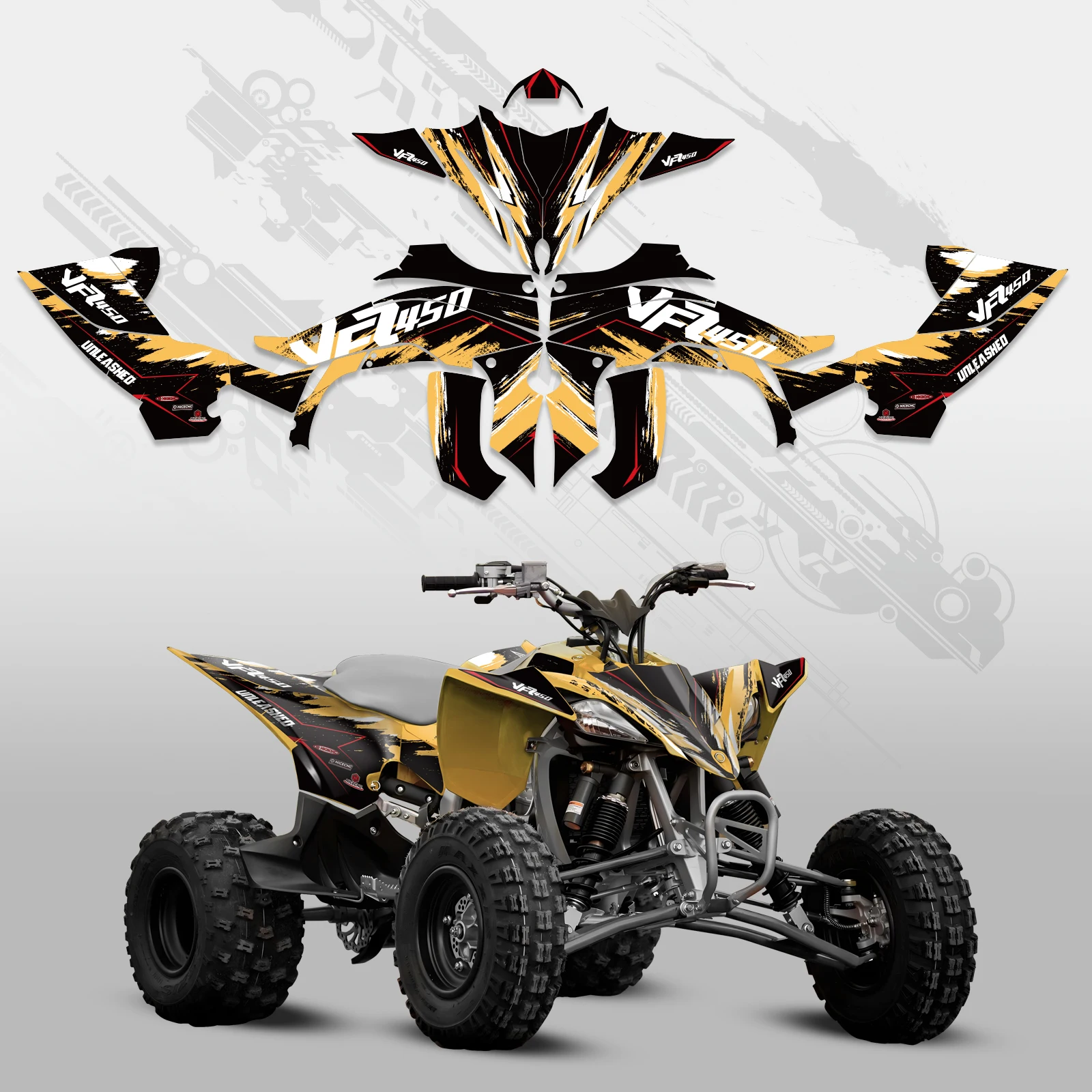 NICECNC لياماها YFZ450R YFZ 450R 2014-2022 2021 2020 2019 دراجة نارية ATV الرسم خلفية الشارات مجموعة ملصقات تخصيص