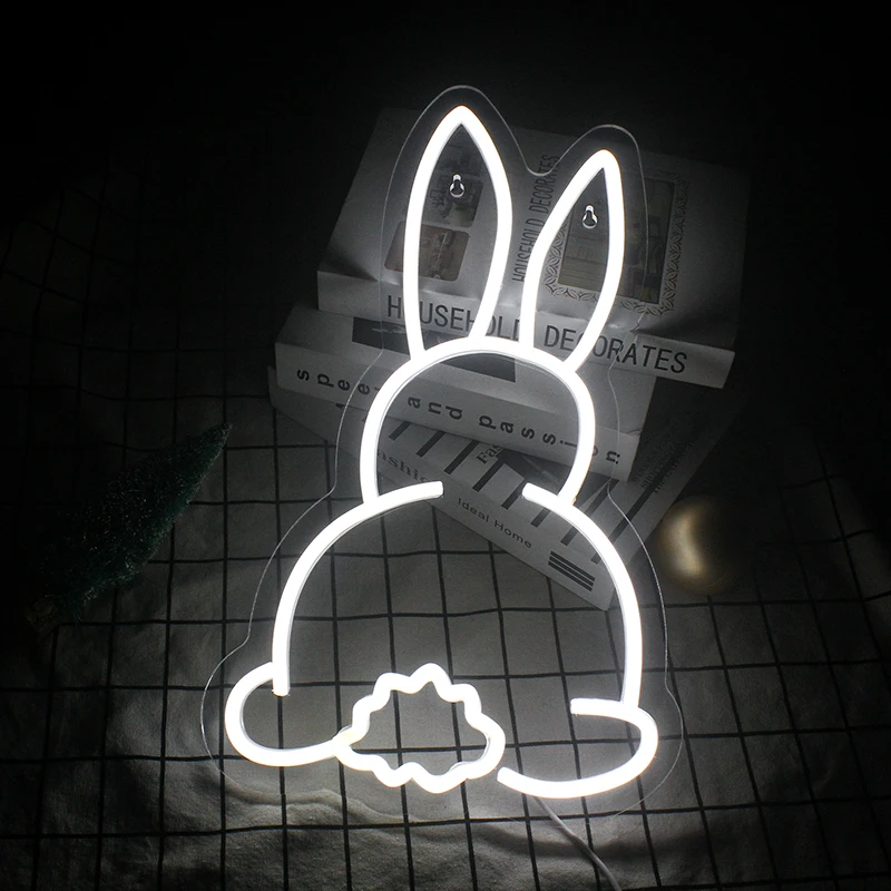 Kaninchen Leucht reklame Licht Bad Hase Wandbild benutzer definierte LED Hochzeit Schlafzimmer Home Shop Wand Ehe Rave Vibe Party Wand dekor Baby Geschenk