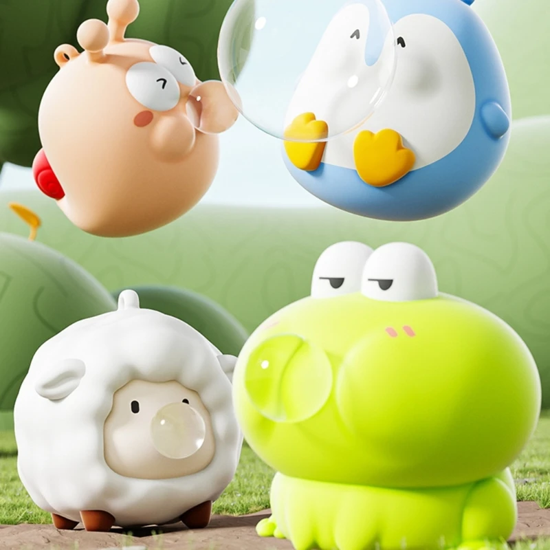 Bubble Blowing Squeeze Toy Anxiety Reduce Cartoon Animal Decompressing Toy for Office Squeezable Relaxing Entertain Toy