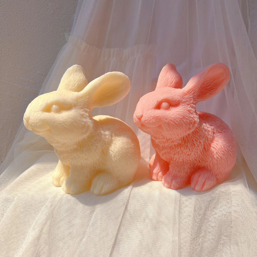 Cute Bunny Candle Molds Aesthetic Rabbit Silicone Mold Home Decor Funky Animal Wax Mould Easter Unique Gift