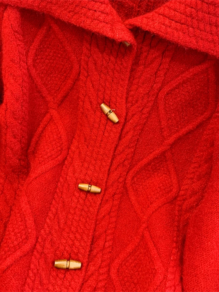 Modischer Langer Strickpullover für Damen, Locker Geschnittene Winter-Oberbekleidung mit Knöpfen, Süßer Campus-Stil für Reisen und Freizeit