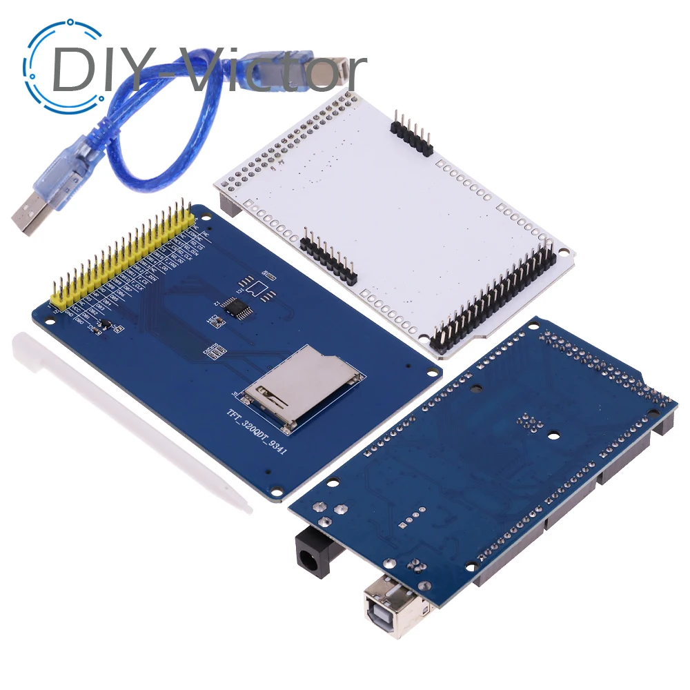 Spedizione gratuita! Touch LCD TFT da 3.2 "+ schermo TFT da 3.2 pollici + Mega 2560 R3 con cavo usb per kit Arduino