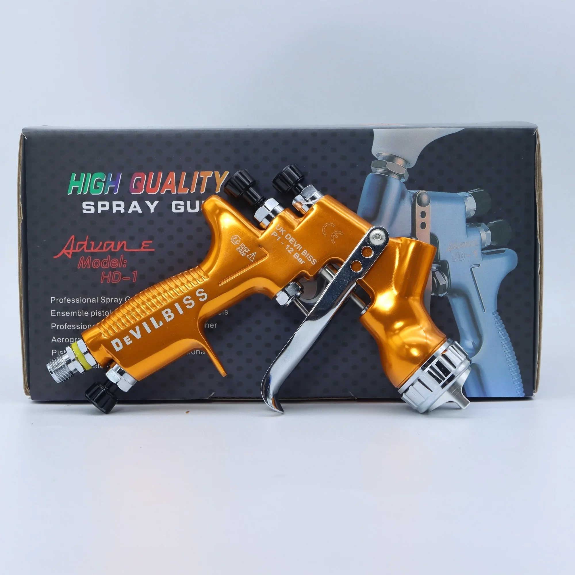DeVilblss HD Series Spray Gun High Volume Low Pressure HVLP Atomizer for Base Coat Clear Coat Auto Body Repair Tool Kit