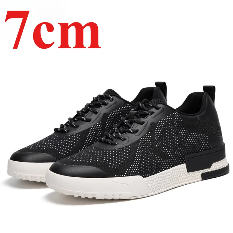 

Mesh Height Increasing Shoes for Men's 7cm Fashionable Casual Sports Shoes Comfortable Breathable Invisible Inner Elevated Shoes